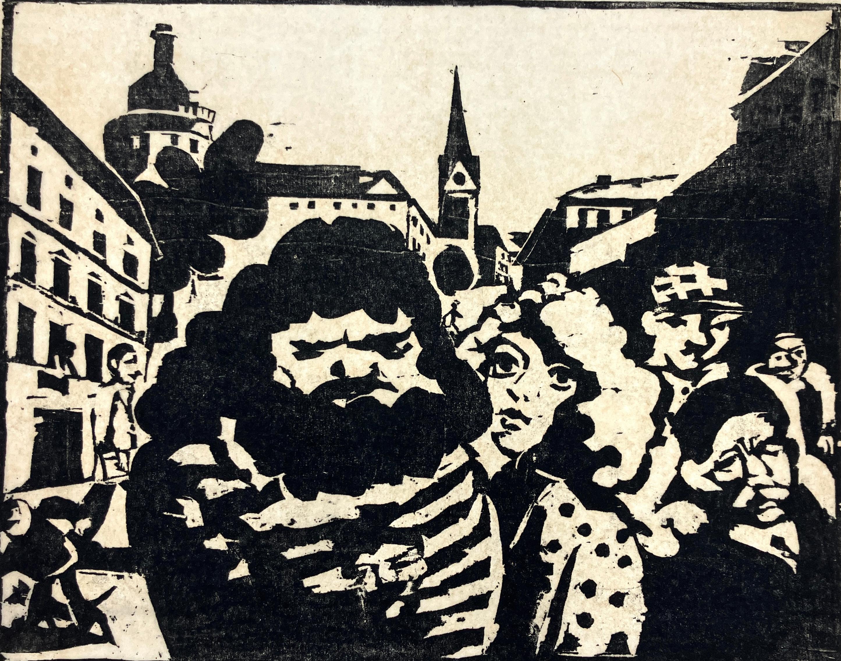 Menschen auf der Knaackstrasse (Rockerpärchen) - Harald Metzkes 